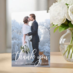 Remerciements Carte pliée de remerciement de mariage élégante av