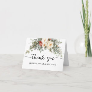 Remerciements Carte pliée de remerciement de mariage Fleurs blan