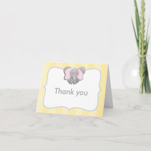 Remerciements Carte pliée de remerciement éléphant bébé mignon j