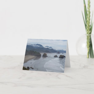 Remerciements carte pour notes avec plage de l'Oregon brumeuse,