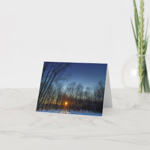 Remerciements Carte pour notes blanc couché de soleil d'hiver.