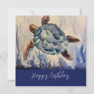 Remerciements Carte pour notes d'anniversaire de la tortue aquar