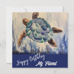 Remerciements Carte pour notes de tortue aquarelle