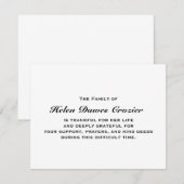 Remerciements Carte pour notes plat de perte et de sympathie (Devant / Derrière)