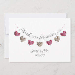 Remerciements Carte rose d'anniversaire de mariage de coeur de