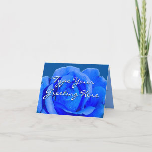 Remerciements Carte Rose Fleurs Bleues Carte de Vœux Personnalis