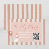 Remerciements Carte RSVP Anniversaire de petit oiseau rose d'oie (Devant / Derrière)