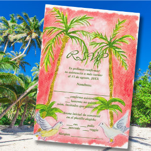 Remerciements Carte RSVP de Corail Tropical Paint Espagnol, Aqua