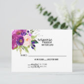 Remerciements Carte RSVP de mariage à l'aquarelle de prune flora (Debout devant)