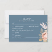 Remerciements Carte RSVP de mariage Boho Blue et Blush Peonies (Devant)