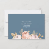 Remerciements Carte RSVP de mariage Boho Blue et Blush Peonies (Dos)