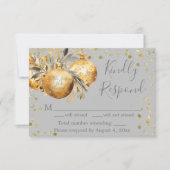 Remerciements Carte RSVP de mariage Gold Grey (Devant)