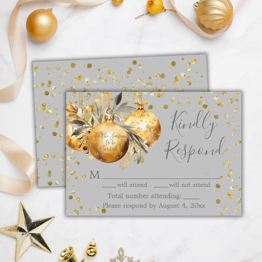 Remerciements Carte RSVP de mariage Gold Grey