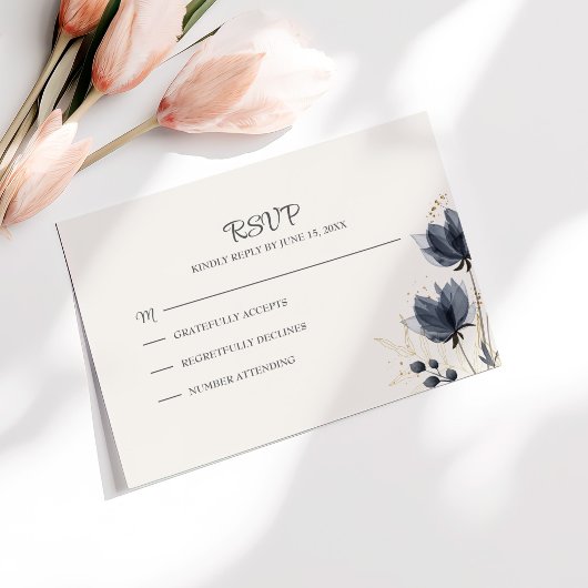 Remerciements Carte RSVP de mariage pour les fleurs grises