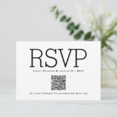 Remerciements Carte RSVP minimale de base de code QR essentiel (Debout devant)