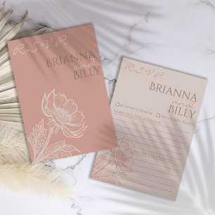 Remerciements Carte RSVP minimaliste de mariage rose floral