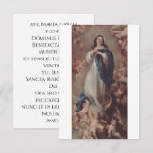 Remerciements Carte Sainte de l'Immaculée Conception | Ave Maria (Devant / Derrière)