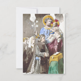 Remerciements Carte Sainte de Saint Joseph tenant l'Enfant Jésus
