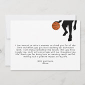 Remerciements Carte Silhouette du joueur de basket-ball entraîne (Dos)