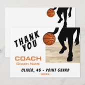 Remerciements Carte Silhouette du joueur de basket-ball entraîne (Devant / Derrière)