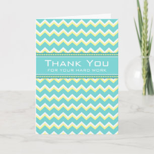 Remerciements Carte turquoise d'anniversaire de l'employé Chevro