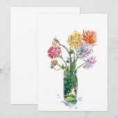 Remerciements Carte vierge (fleurs de dahlia) (Devant / Derrière)