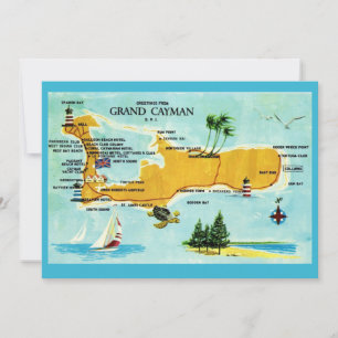 Remerciements Carte vintage de Grand Cayman 5x7