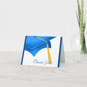 Remerciements Casquette bleu blanc de diplômé de carte de note