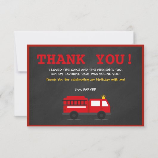 Remerciements Chalkboard Fire Fighter Anniversaire Carte de reme (Devant)