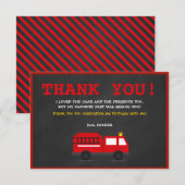 Remerciements Chalkboard Fire Fighter Anniversaire Carte de reme (Devant / Derrière)