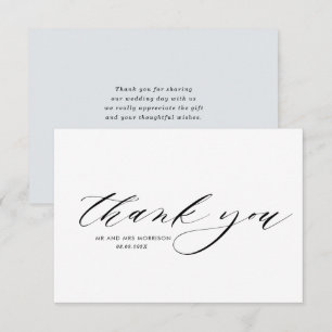 Remerciements charmant script manuscrit mariage carte de remerci