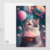 Remerciements Chat d'anniversaire dans l'espace carte de voeux (Devant / Derrière)