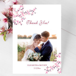 Remerciements Cherry Blossom Mariage photo Carte de remerciement