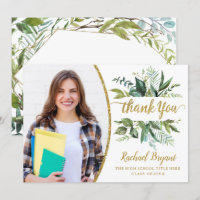 Chic Botanical Graduical Photo Carte de remercieme
