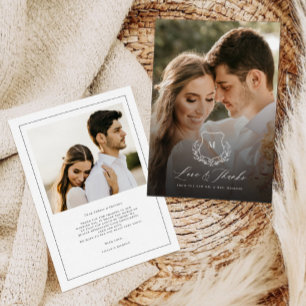 Remerciements Chic Laurel Love & Thanks Mariage Carte de remerci