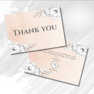 Remerciements Chick rose moderne blanc Floral Carte de remerciem