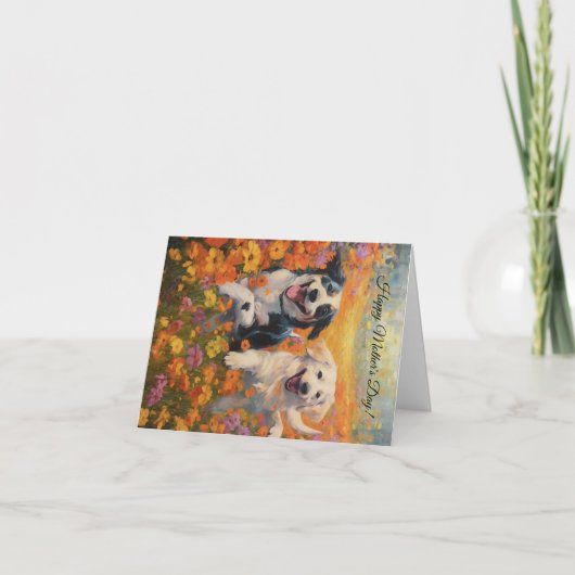 Remerciements Chien de jour et carte florale (Devant)