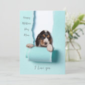 Remerciements Chien maman mère carte de jour des mères papier dé (Debout devant)