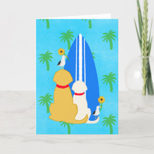 Remerciements Chiens de surf avec carte Seagulls et Flowers