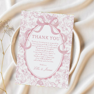 Remerciements Chinoiserie Bow rose Floral Mariage Carte de remer