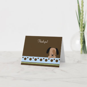 Remerciements Chiot bleu mod plié Carte de remerciement