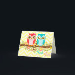 Remerciements Chouette bébé garçon et fille jumeaux Carte de rem<br><div class="desc">Dites "Merci" dans le style avec ces jolies cartes - customisez le message intérieur ou supprimez un exemple de texte pour une carte vierge... {{Cliquez sur "PERSONNALISER" pour modifier les couleurs arrière - plans, les couleurs du texte, les polices et pour plus d'options d'édition. Si vous avez besoin de couleurs...</div>