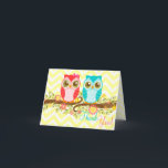 Remerciements Chouette bébé garçon et fille jumeaux Carte de rem<br><div class="desc">Dites "Merci" dans le style avec ces jolies cartes - customisez le message intérieur ou supprimez un exemple de texte pour une carte vierge... {{Cliquez sur "PERSONNALISER" pour modifier les couleurs arrière - plans, les couleurs du texte, les polices et pour plus d'options d'édition. Si vous avez besoin de couleurs...</div>