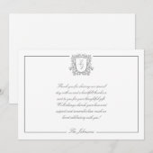 Remerciements Cimier classique Monogramme noir blanc Carte de re (Devant / Derrière)