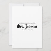 Remerciements Classe d'appréciation de l'enseignant Carte de rem (Dos)