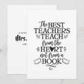 Remerciements Classe d'appréciation de l'enseignant Carte de rem (Devant / Derrière)