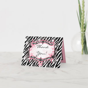 Remerciements Copie Girly pliée de zèbre de papillon de carte de