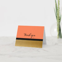 Coral & Gold Modern Glam Purger Carte de remerciem