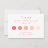 Remerciements Coral rose Mariage Attiré Carte de code vestimenta (Devant)