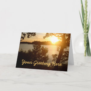 Remerciements Coucher du soleil à la carte de voeux de lac